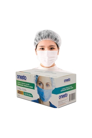 Onesto 3 Katlı Telli Cerrahi Maske 50 x 10 Adet