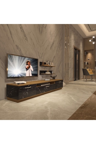 Decoraktiv Trio 4 Mdf Tv Ünitesi Tv Sehpası Pera - Siyah Mermer