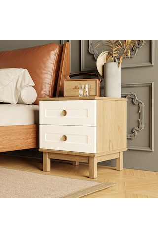 3782 Desa 2 Çekmeceli Mdf Profil Ayaklı Komodin Sepet - Beyaz