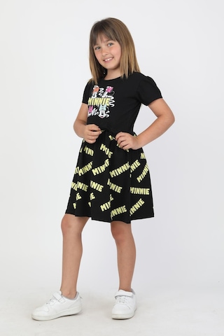 New Kids Baskılı Kız Çocuk Elbise-90747 Siyah