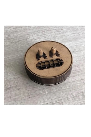 Ahşap Figürlü 6'lı Bardak Altlığı Dekoratif Silinebilir Emojiler