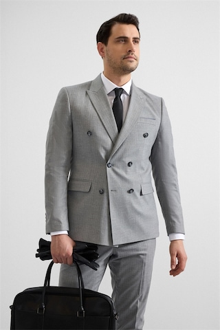 Süvari Gri Slim Kruvaze Yaka 6 Drop Takım Elbise Tk1006900387-s05 Gri