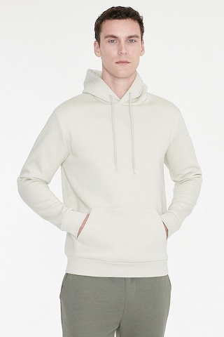 AC&Co / Altınyıldız Classics Erkek Bej Standart Fit Normal Kesim Kapüşonlu Kanguru Cepli Pamuklu Sweatshirt Bej