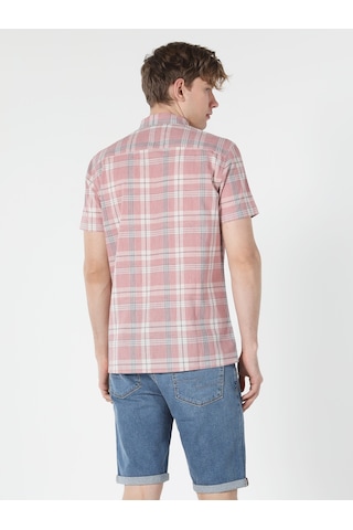 Colin's Regular Fit Shirt Neck Kareli Turuncu Erkek Kısa Kol Gömlek CL1057560_Q1.V1_PSL Somon