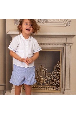 Erkek Çocuk Çizgili Pijama Takımı Mavi-beyaz Mavi - Beyaz