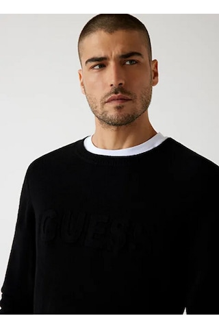 Guess M5br35z2zk2 Ls Cn 3d Guess Logo Erkek Sweatshirt Siyah