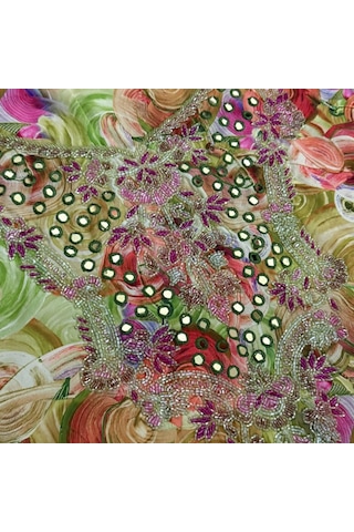 İşlemeli Hint Elbise Kumaşı 370x110cm Model 2 Renkli