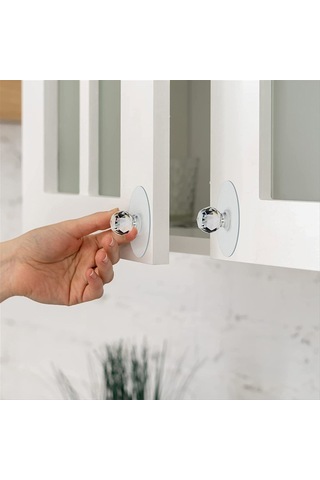 Topuz Yapışkan Dolap Çekmece Kulpu Kristal Mobilya 4 adet