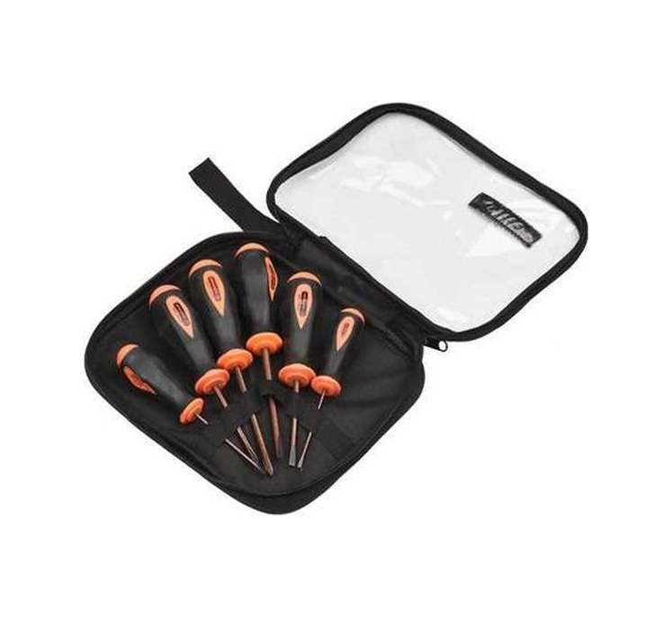 Tongxida Penggong 6 Parça Ev Kullanıma Uygun Tornavida Seti - Çapraz/düz Uç, Kaymaz Kollu, S2 Çelik Malzeme, Siyah+turuncu Re