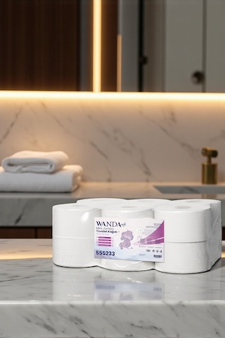 Wanda Soft Mini Jumbo Tuvalet Kağıdı 4 Kg 95m Rulo - 12'li Paket - 2 Katlı, 21cm Yaprak Eni