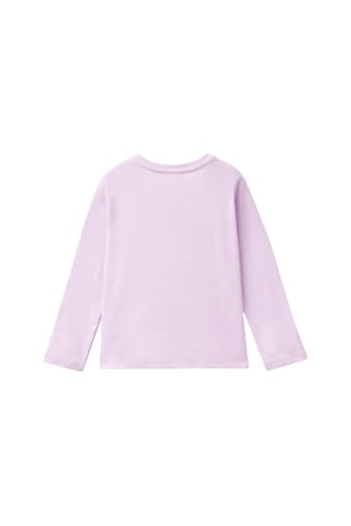 United Colors Of Benetton Kız Çocuk Lila Önü Su Bazlı Logo Baskılı Normal Kesim Uzun Kollu T-shirt LİLA