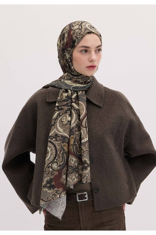 Freshscarfs Etnic Paisley Desen Şal Tozlu Kahve acı kahve
