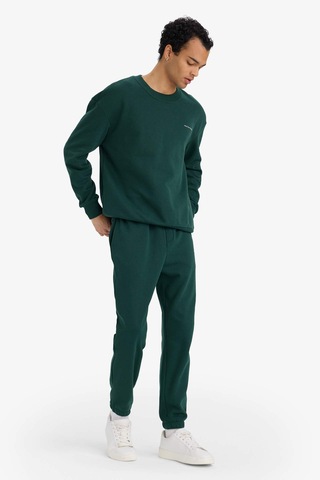 Defacto Boxy Fit 2li Takım Bisiklet Yaka Baskılı Sweatshirt Eşofman Altı F9623ax25augn919 Yeşil-gn919