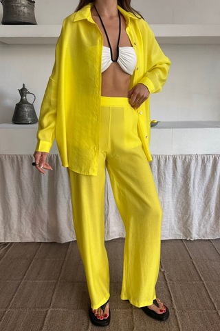 The İstanbul Gömlek - Pantolon Takım - Sarı Sarı