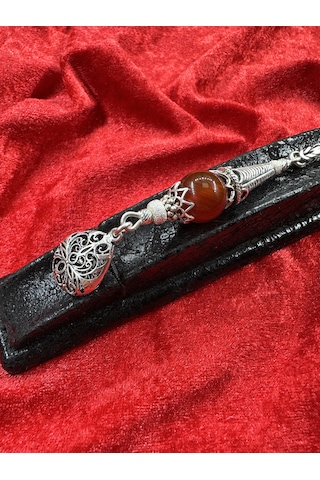 Osmanlı Model Akik Taşlı 925 Ayar Gümüş Anahtarlık