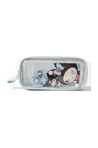 Kuromi Ve My Melody Şeffaf Bölmeli Kalemlik Mavi