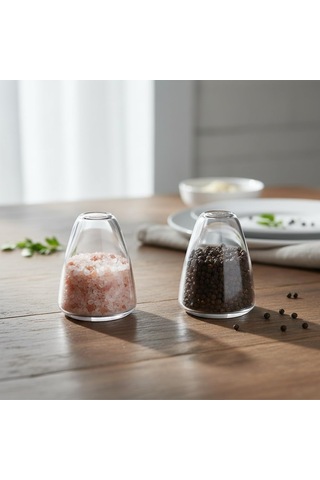 Deconox 2'li Şeffaf Cam Tuzluk Ve Biberlik Seti - Klasik Ve Modern Tasarımlı Alttan Dolumlu Baharatlık 4x6 Cm Diğer