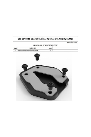 Moto Üçel Cfmoto 450 Mt Uyumlu Ayak Genişletme