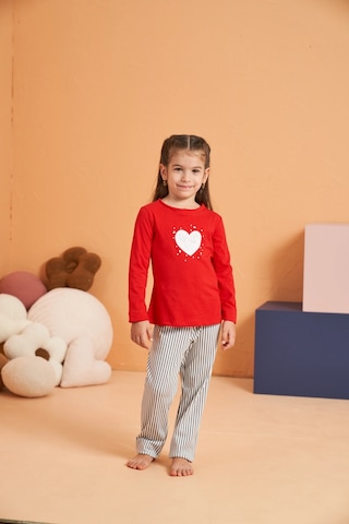 Modadua Pjs 28063 Çocuk Sıfır Yaka Pijama Takımı Kırmızı