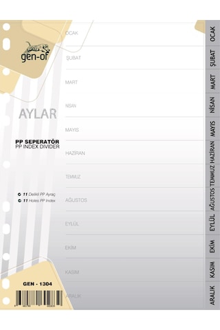 Gen Of Ayraç Seperatör Türkçe 12 Ay 3 Adet Gen 1304