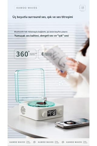 Ebedi Şans Kablosuz Bluetooth Vinil Plak Çalar-yeşil 011