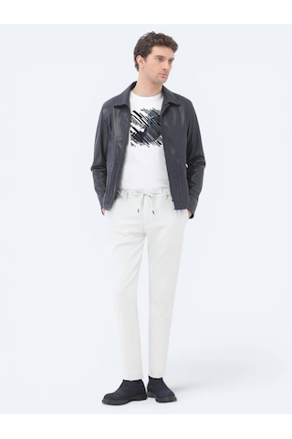 Kip Lacivert Regular Fit Bebe Yaka Smart Casual Koyun Derisi Deri Mont