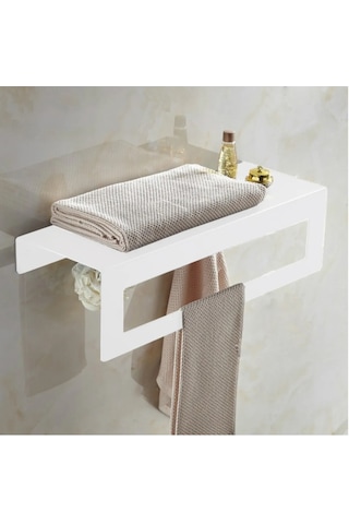 Tasagram Metal Banyo Havlu Askılığı Ve Tuvalet Kağıdı Askılığı 2'li Set Beyaz