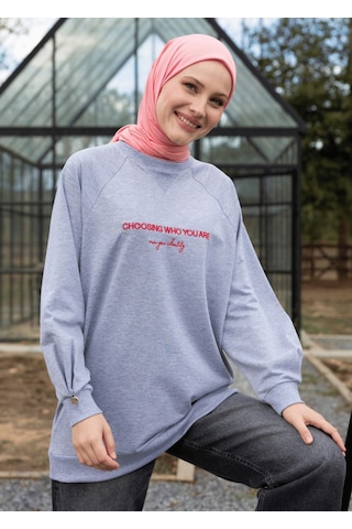 Mayovera Tesettür Eşofman Üstü- Who You Are Gri