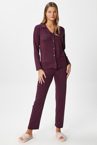 Ritnice Kadın Secret Extra Soft Lacivert Bordo Çizgili Pijama Takımı Bordolacivert Bordo - Lacivert