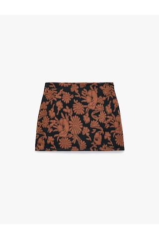 Koton Slim Fit Çiçek Desenli Mini Etek Siyah Desenli 7wak70007pk