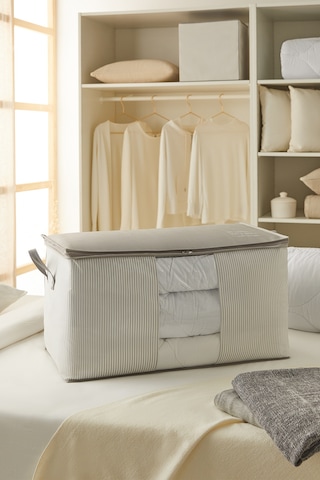 Ocean Home Textile Mega Boy Pvc Pencereli Gri Çizgili Stuff & Things Hurç 75 x 40 x 40 cm