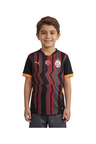 Galatasaray Lisanslı Puma Çocuk Siyah Forma Uv Kutu Hediyeli Siyah - Gri - Beyaz