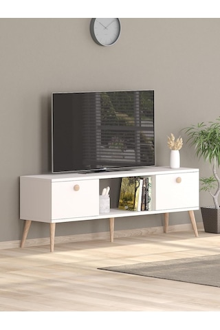 140 Cm Ela Beyaz Tv Ünitesi Tek Renk