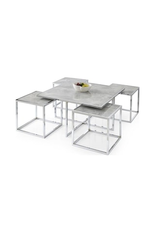 Kares 4 Zigonlu Orta Sehpa Metal Krom 90X90X47Cm (531807947)