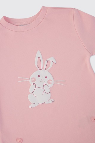 Panço Kız Çocuk Çiçek Desenli Pijama Takımı Pembe