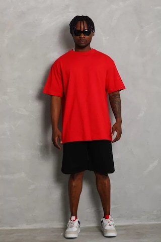 Veraura Lifestyle Unisex Oversize Düz Bisiklet Yaka T-shirt - Kırmızı