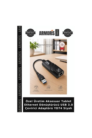 Özel Üretim Aksesuar Tablet Ethernet Dönüştürücü Usb 3.0 Çevirici Adaptörü Yd74 Siyah