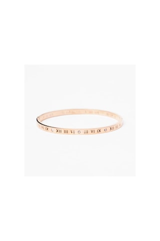 Roma Rakam Ince Taşlı Rose Çelik Bileklik Rose Gold