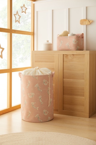 Ocean Home Textile 2'li Çocuk Odası Deniz Kızı Sepet Set 1 Adet 30 X 21 X 18 / 36 X 50 Cm Pudra