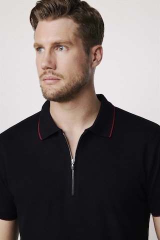 Tudors Erkek Polo Yaka Slim Fit Pamuk Fermuarlı Pike Siyah Tişört-27685-Siyah