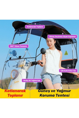 Motorsiklet Scooter Tentesi Yağmur Rüzgar Korumalı Gölgelik