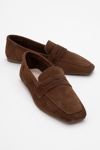 Luvishoes Luvi Shoes Rubra Kahverengi Süet Hakiki Deri Kadın Loafer Ayakkabı Kahve Süet