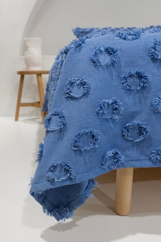 Koza Home Sitra Lacivert Çift Kişilik Püsküllü Yatak Örtüsü 230x250 2 Yastı Lacivert