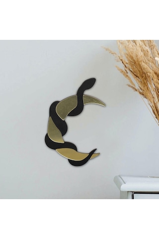 Suntek Duvar Dekor Ay Yılan Ayna Süsleme Banyo Siyah-altın