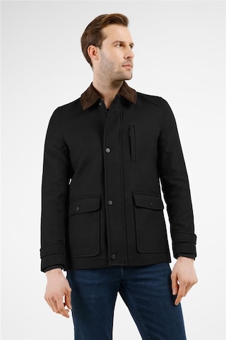 İmza Siyah Kadife Polo Yaka Düz Yırtmaçsız Tam Astar Slim Fit Casual Mont