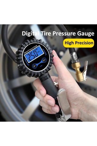 Shineyee Yüksek Hassasiyetli Dijital Araç Lastik Basınç Ölçer - Led Ekranlı, Psı/kpa/bar/kg/cm² Ölçüm