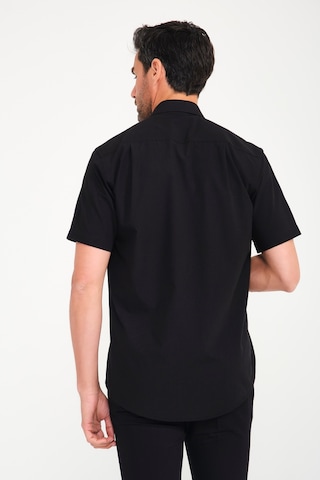 Erkek Klasik Kısa Kol Terry Cotton Düz Hediye Kutulu Gömlek - Siy Siyah
