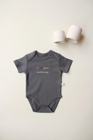 Oh La La Koala Mom Nakışlı Kısa Kollu Body Zıbın Antrasit