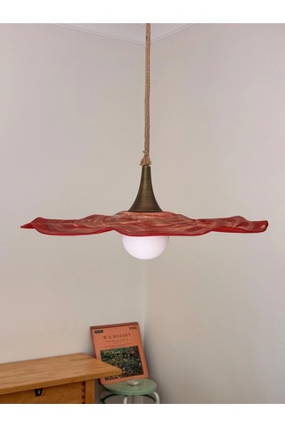 El yapımı kil sarkıt avize 60 cm - Wabi Sabi Terracotta - G9 Led aydınlatma