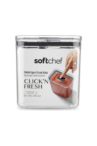 Fresh Hava Geçirmez Dikdörtgen Plastik Erzak Kabı 2100 Ml - Vakumlu Tek Tuş Kapaklı Şeffaf Plastik Bakliyat, Un Ve Şeker Saklama Kabı, Bpa İçermez 10,5x16x17cm